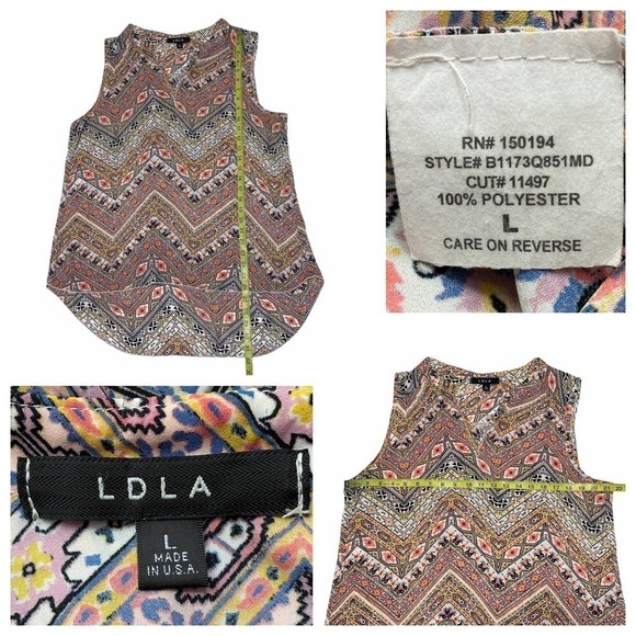 Ldla Printed Split Neck Sleeveless High Low Blouse - Picture 10 of 11